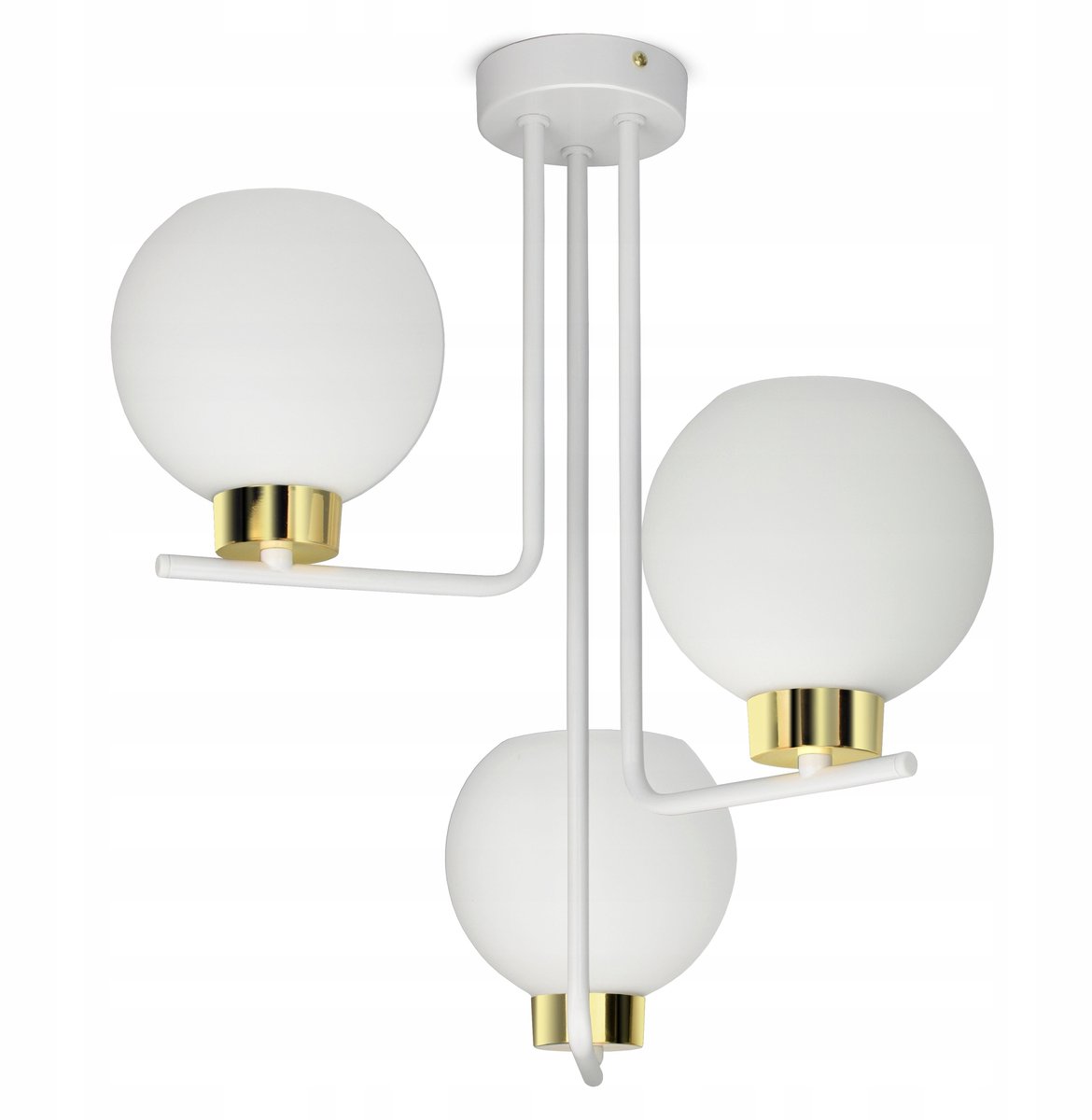 Witte Glazen Plafondlamp met 3 Bollen - E27 Fitting