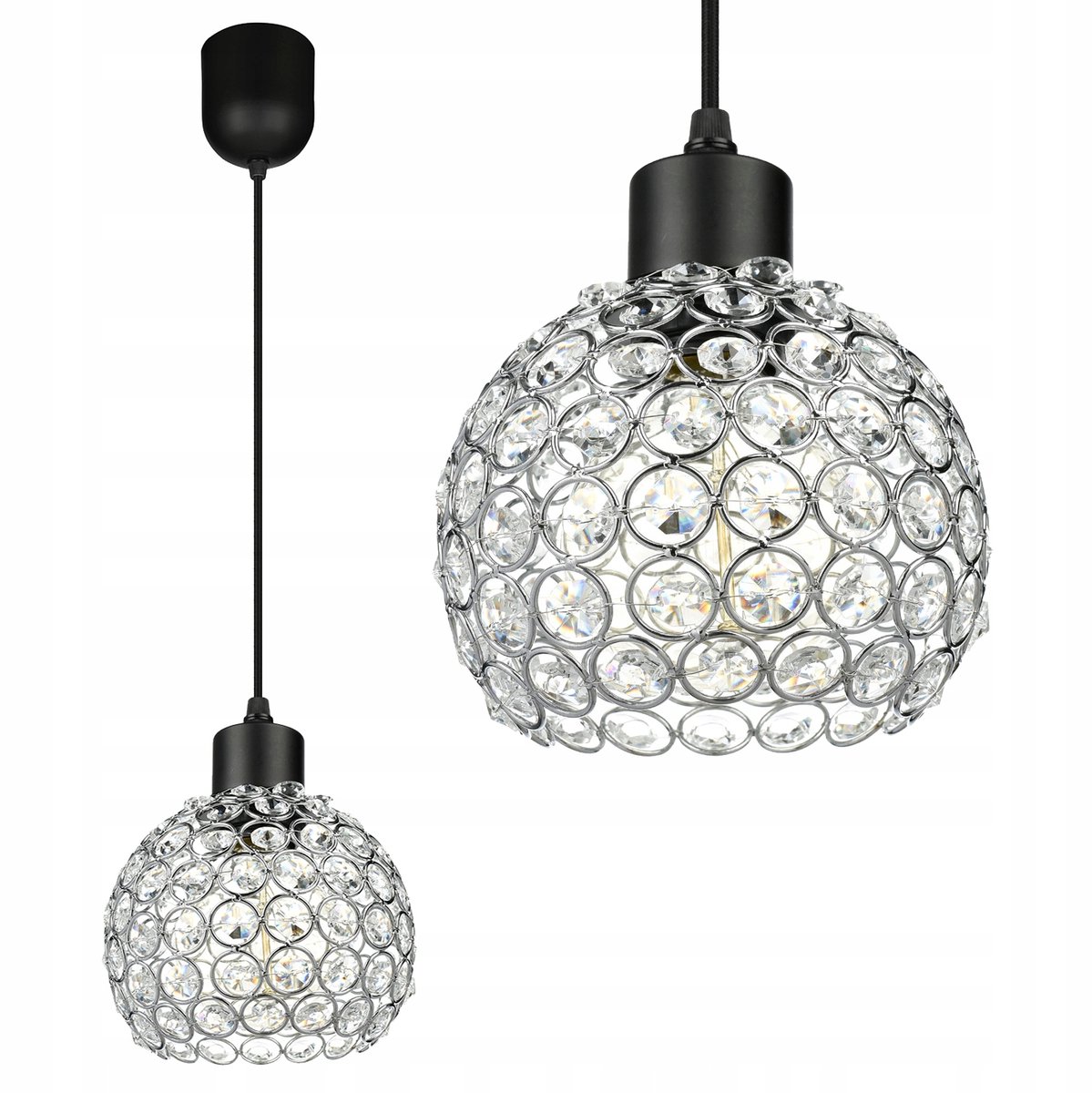 Moderne kristallen plafondlamp hanglamp E27 zwart