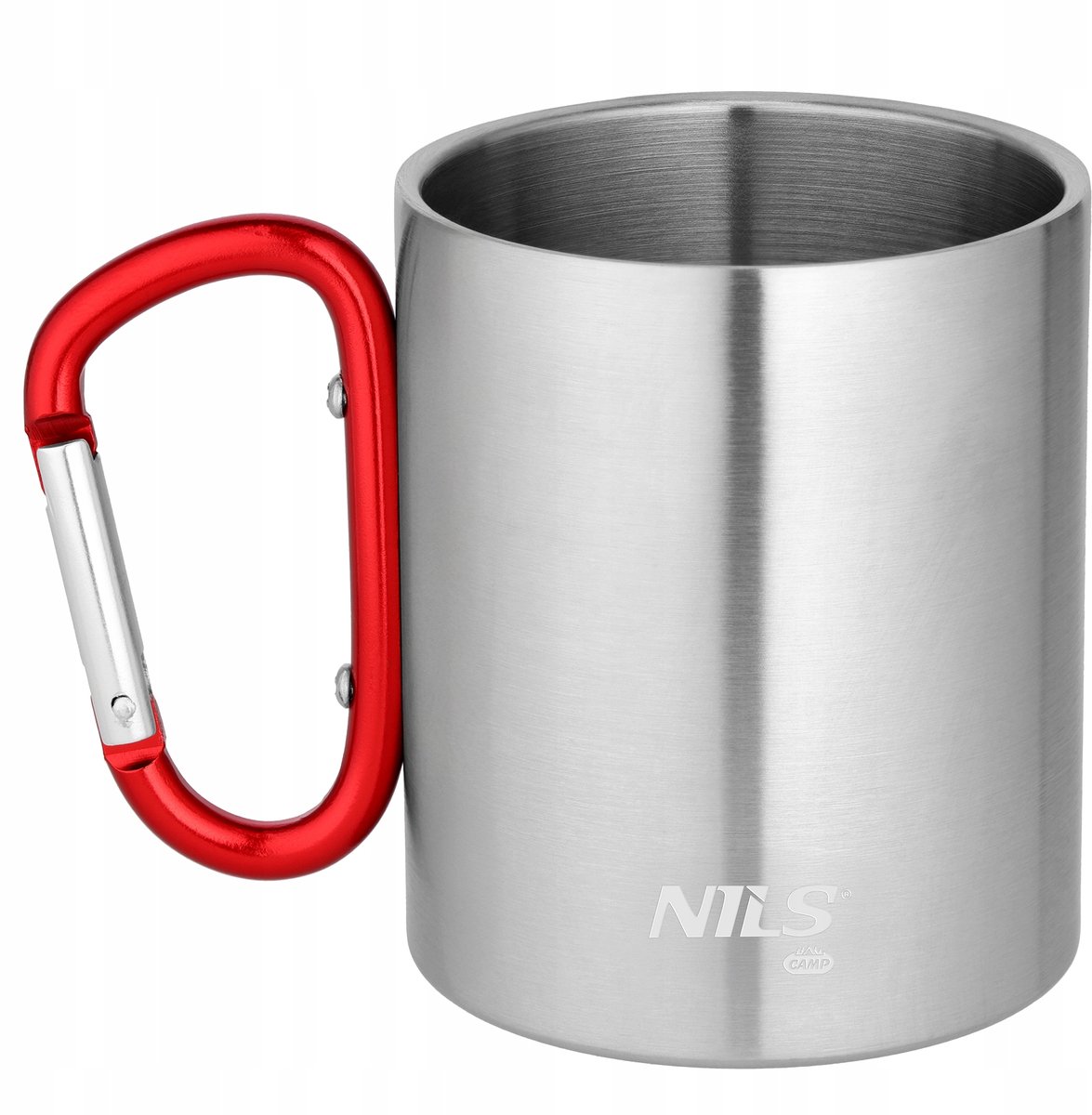 Nils Camp Campingmok met Karabijnhaak - 300 ml - Rood - Dubbelwandig RVS