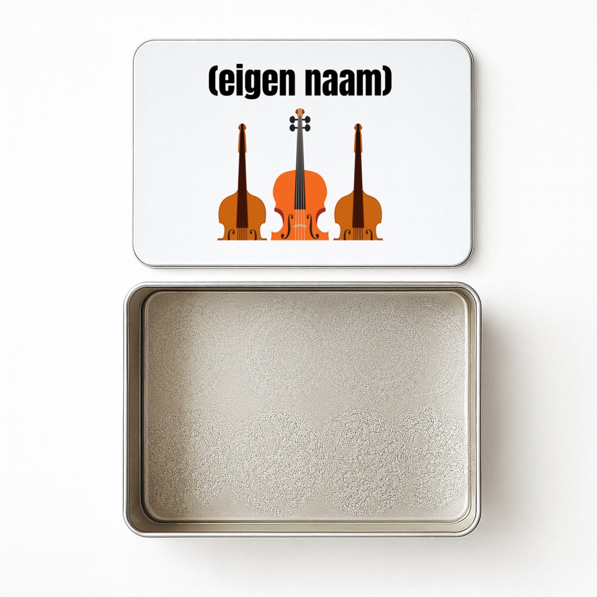 Hacebo® - 3 violen koektrommel rechthoekig - Viool - muziek liefhebbers - koekblik – koektrommels – bewaarblik - snoeptrommel - met eigen naam - de echte viool liefhebber - cadeau - kado - koek trommel - 20 x 13 CM