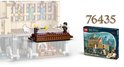 LEGO Harry Potter Grande Salle 76435 construite avec des mini-figurines Lego, la boîte du set est visible.