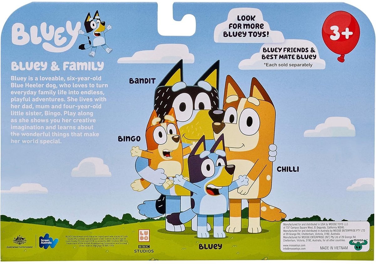 BLUEY - 4 speelfiguren Familie: Bluey, Bingo, Bandit & Chilli - Speelfigurenset — afbeelding 8