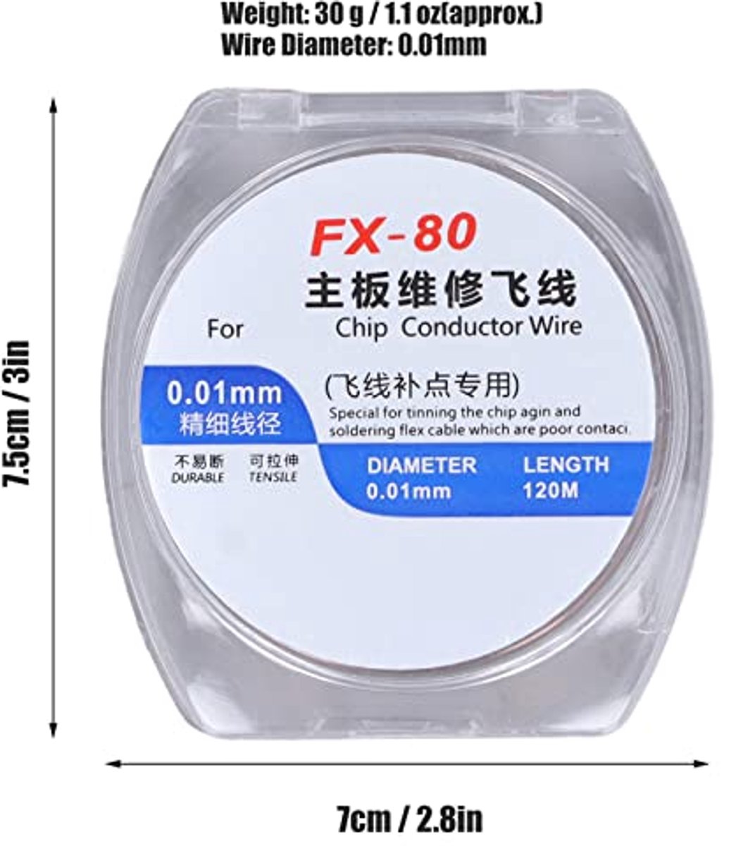 FX-80 - Koperwikkeldraad - Hoge elektrische geleidbaarheid - Isolatie voor nauwkeurige reparatie van PCBs