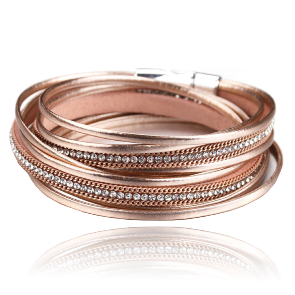 Champagne kleurige dames armband met kristallen
