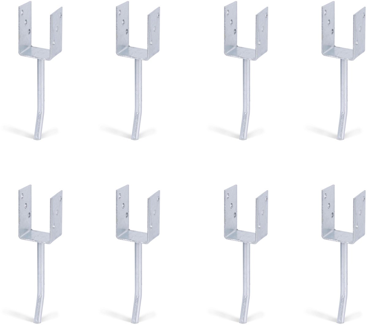 Alberts 8 x U-paaldrager mit Rundstahl-betonanker, 71x104 mm, betonanker 200 mm, thermisch verzinkt, voor inbetonneren