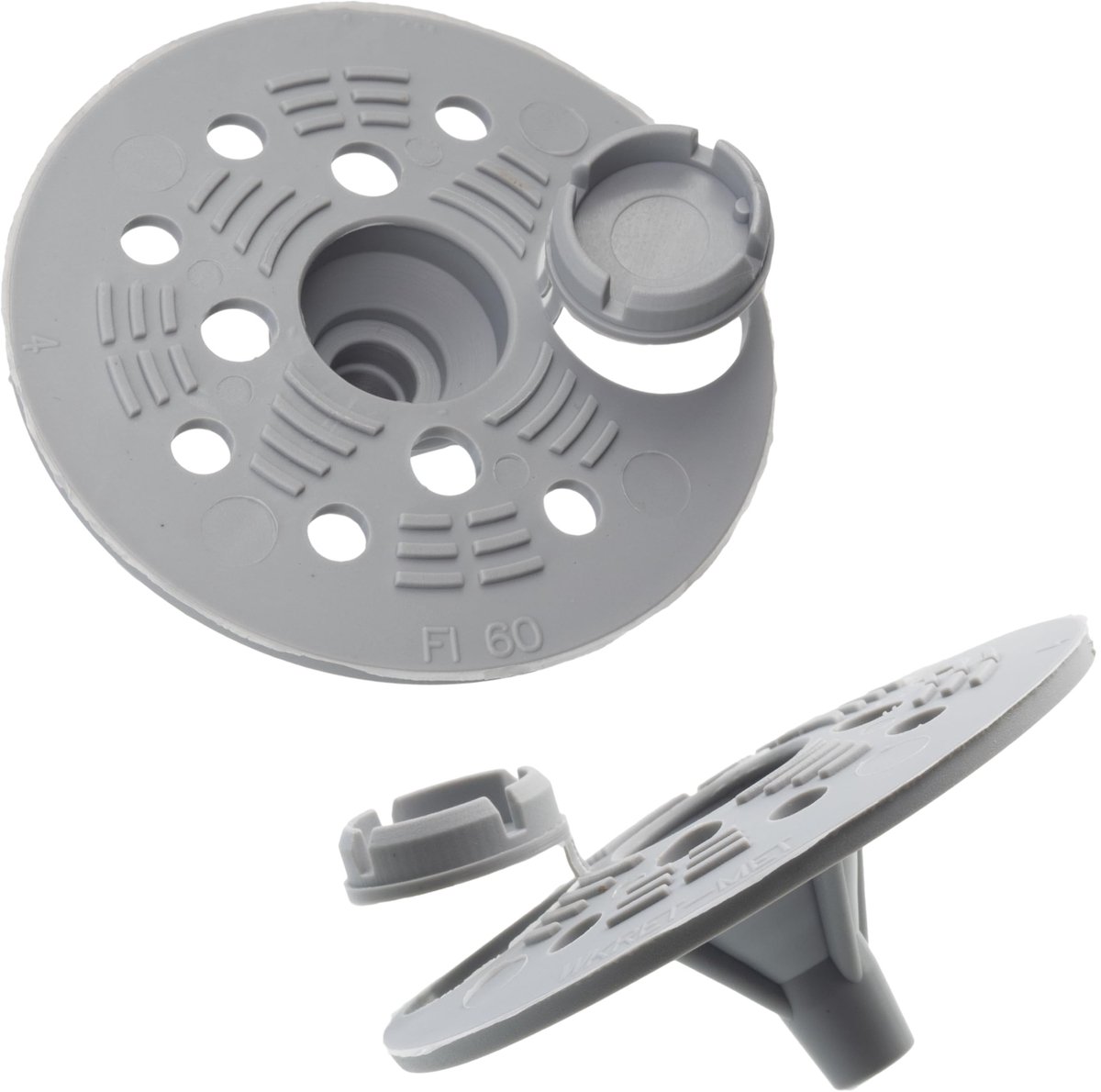 Set van 50 rozetringen Ã˜60 mm voor houtschroeven met dop - isolatiepanelen bevestigen - gemaakt van plastic - kleur zilver