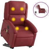vidaXL - Sta-op-massagestoel - elektrisch - kunstleer - wijnrood