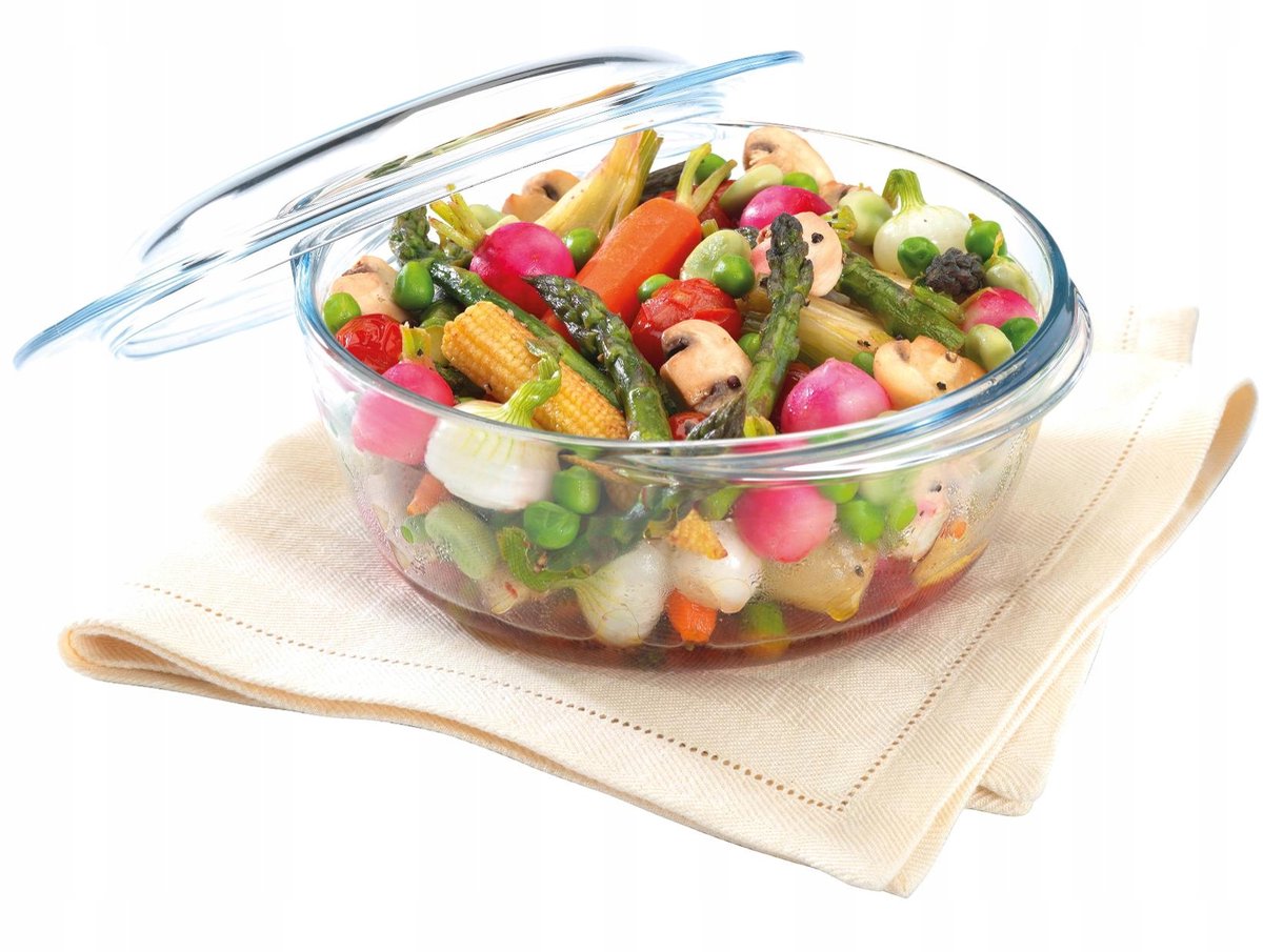 Pyrex Glazen Ovenschaal Rond 3L met Deksel