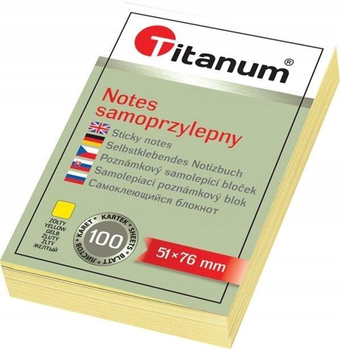 Titanum Gele Zelfklevende Notitieblaadjes 51x76mm - 100 Vel