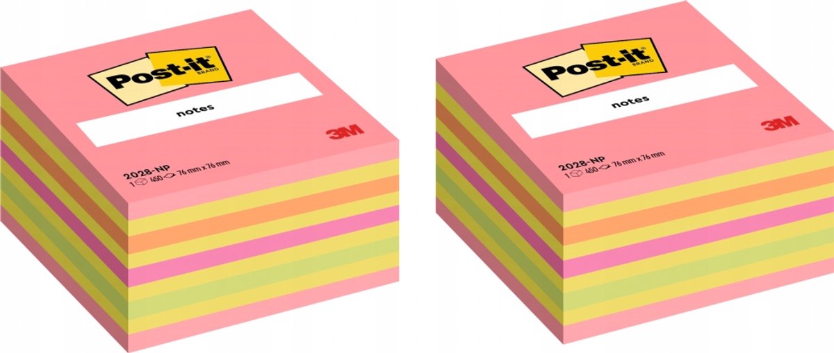 Post-it Zelfklevende Notitieblaadjes 76x76mm Geel/Roze (2x450)
