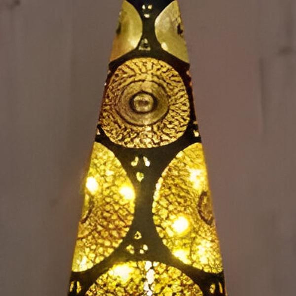 Kerstboompje glas marrakech 10led warm wit 30x9 cm zwart/goud Anna'...
