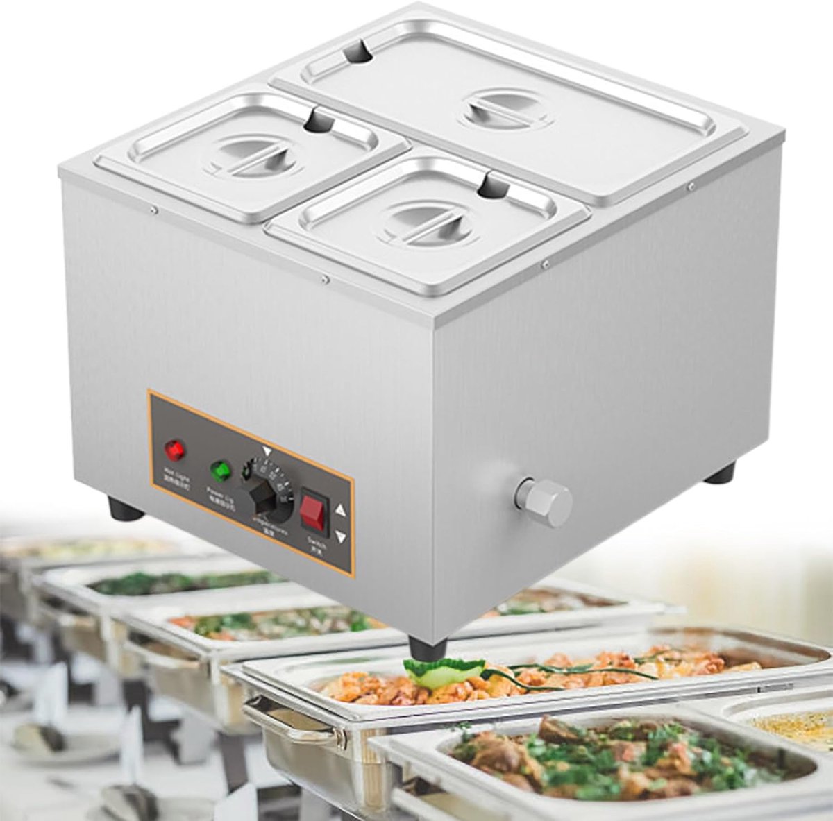 Buffet voedselverwarmer 12L met temperatuurregeling en afvoerklep