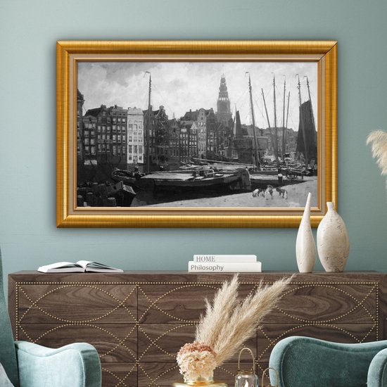 Oeuvre de Peinture sur Toile - Maîtres Anciens - Cadre - Or - 150x100 cm - Art Décoration murale