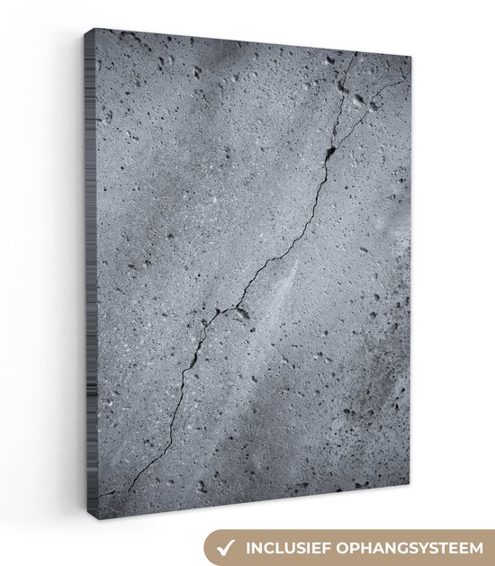 Tableau sur toile Béton - Grijs - Craquelé - 60x80 cm - Décoration murale
