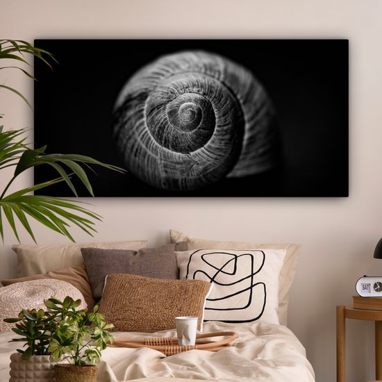 Toile - Animaux - Escargot - Zwart - Wit - Toile - 160x80 cm - Peintures sur toile - Décoration murale