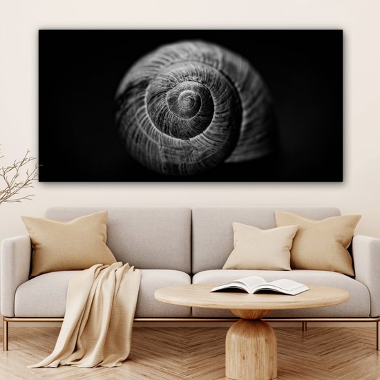 Toile - Animaux - Escargot - Zwart - Wit - Toile - 160x80 cm - Peintures sur toile - Décoration murale