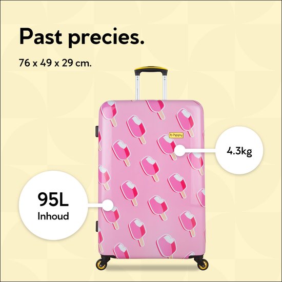 BHPPY Reiskoffer groot 76x49x29cm - Lichtgewicht koffer met 95L inhoud - Reiskoffer met 4 wielen - Veilig cijferslot - Ice on Holiday