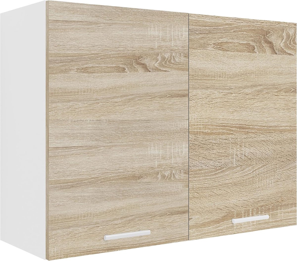 Hangende Keukenkast met Draaideuren - 60 x 80 x 31 cm - Wit en Sonoma-eiken