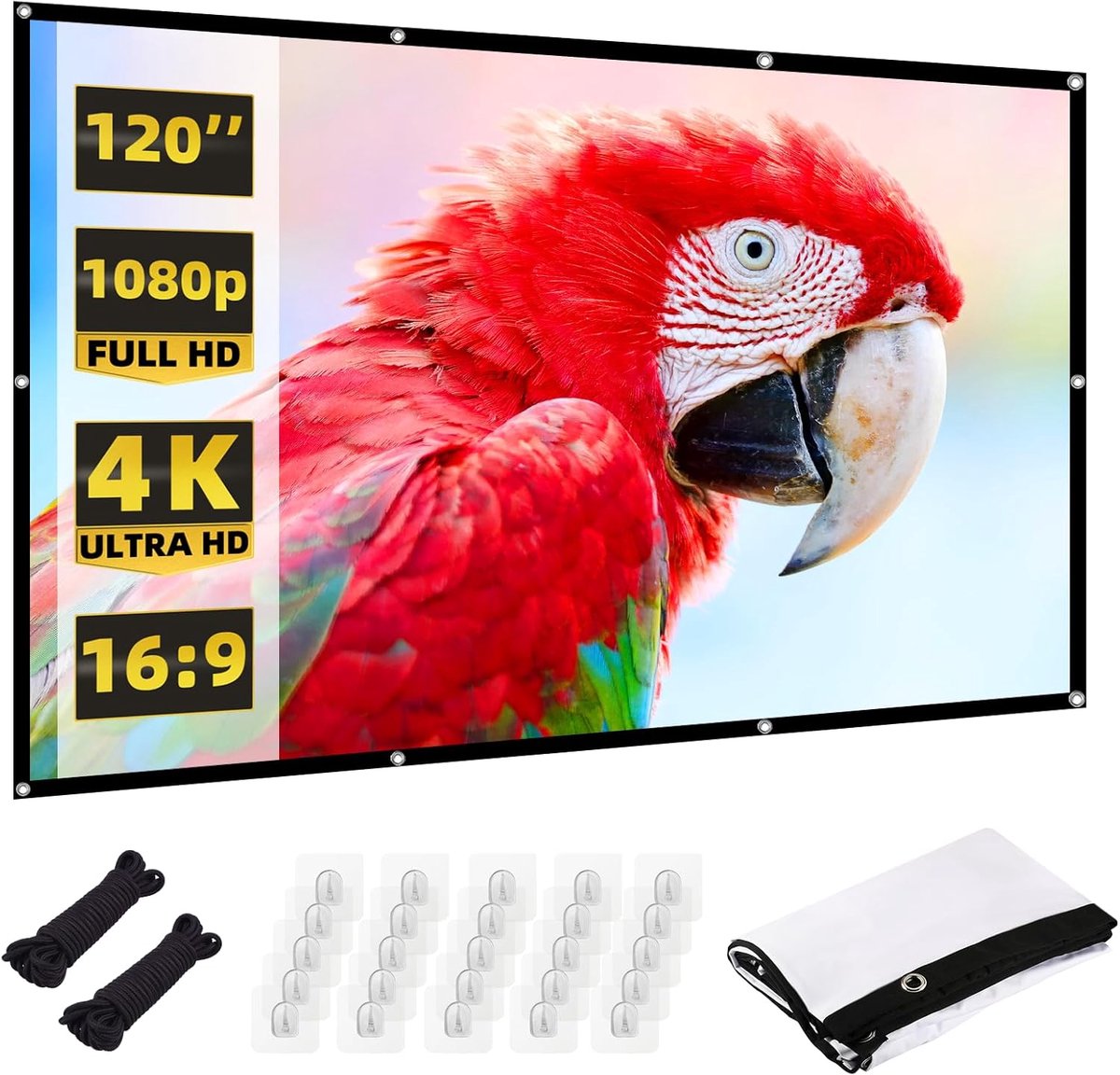 Projector Screen 120 Inch - Extra Thick Outdoor Projector Screen - Foldable Projection Screen voor Home Cinema - Mobiele Screens voor Camping en Vergaderingen