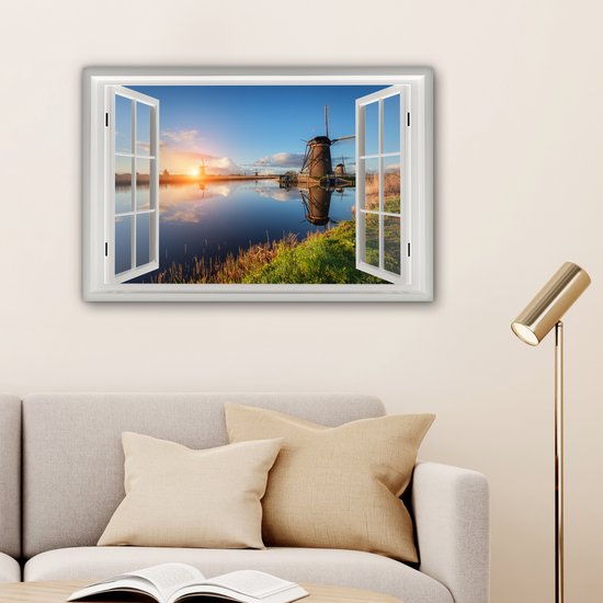 Peintures sur toile See Through - Water - Moulin à vent - 90x60 cm - Décoration murale