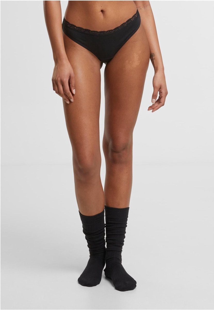 Urban Classics - Basic Cotton Tanga Lace 5-Pack String - XS - Zwart