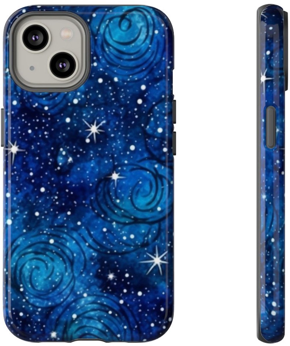 Blauw Sterrenstelsel Patroon – Telefoonhoesje Geschikt voor iPhone 14