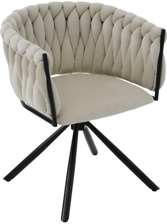 Fluwelen eetkamerstoel, ergonomische rugleuning, 360° draaibaar