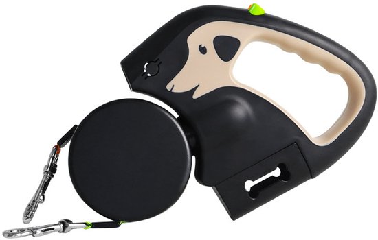 Laisse pour chien avec Siècle des Lumières LED - 3 mètres - Double rétractable - Laisse pour 2 Chiens - Anti-emmêlement - Laisse 360 ​​degrés - Convient aux petits et moyens Chiens jusqu'à 11,4 kg - Kaki