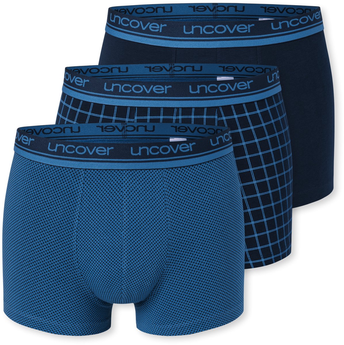 Uncover by Schiesser 3 Pack Shorts Heren Onderbroek - blauw - UNCOVER Cotton