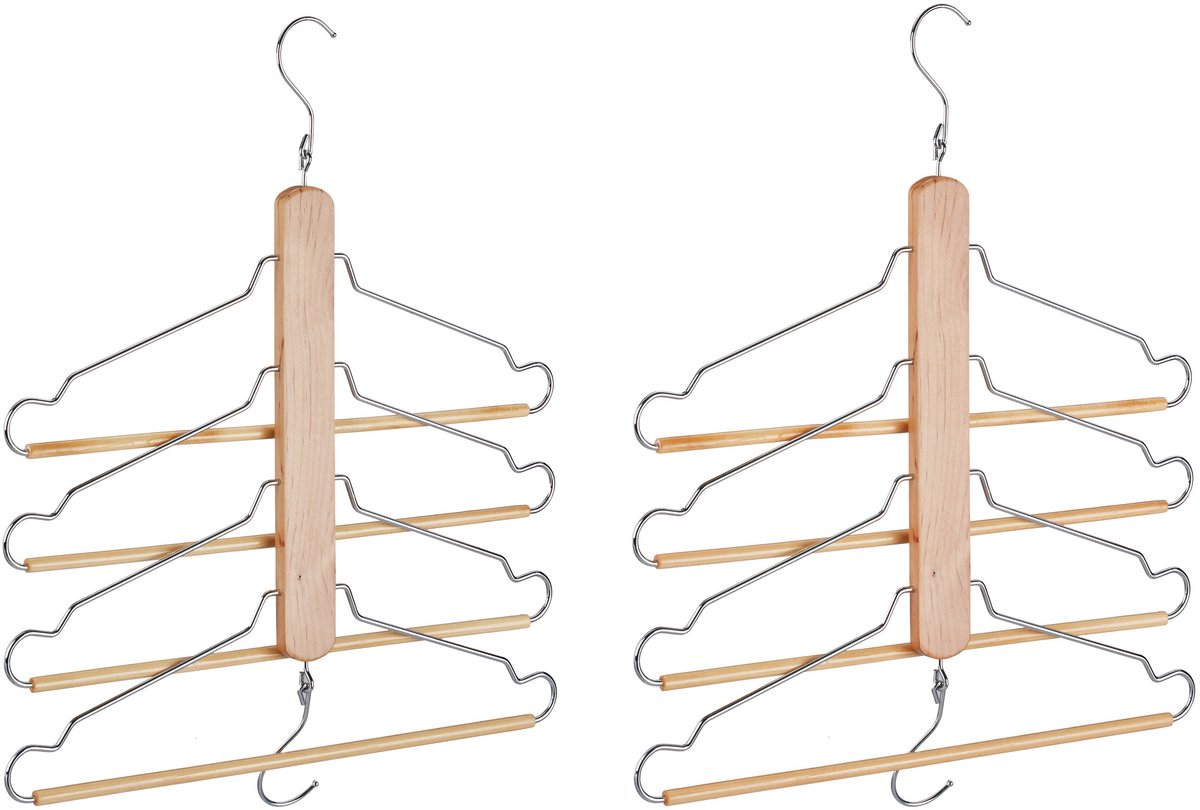 6x meervoudige kledinghanger - met 4 beugels - ruimtebesparende hanger - bruin