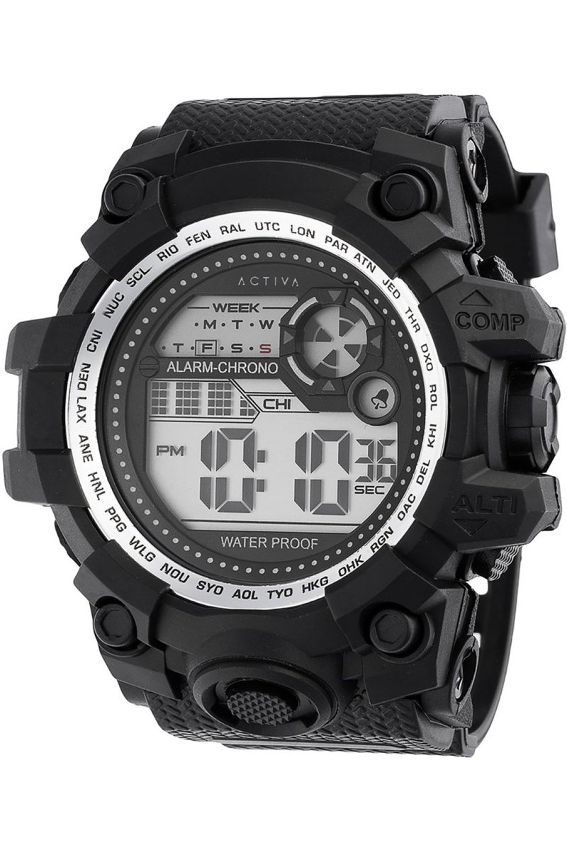 Activa x Invicta Digital ACW430-001 Heren Horloge - Waterdicht - Digtaal - Quartz Uurwerk - Plastic met zwarte Wijzerplaat - 52mm
