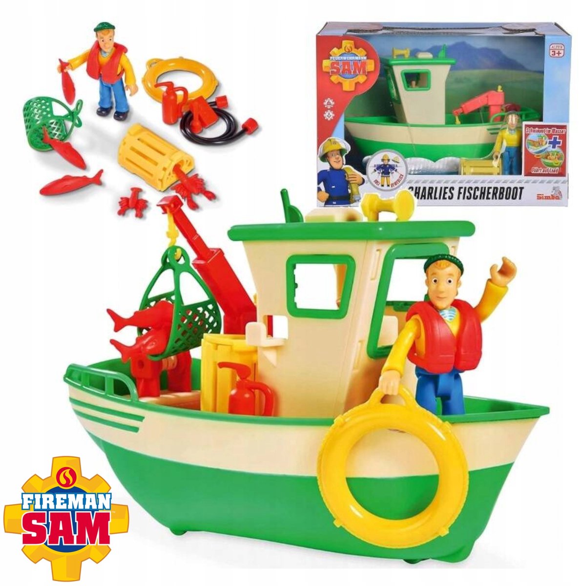 Strażak Sam Charlie's Vissersboot met Figuur - Speelgoed voor Kinderen