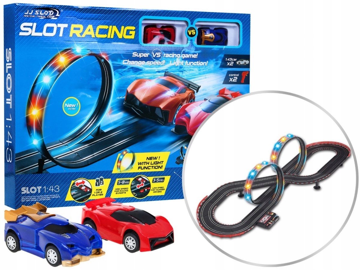 Verlichte Racebaan 705cm met 2 Auto's - JJ85-2