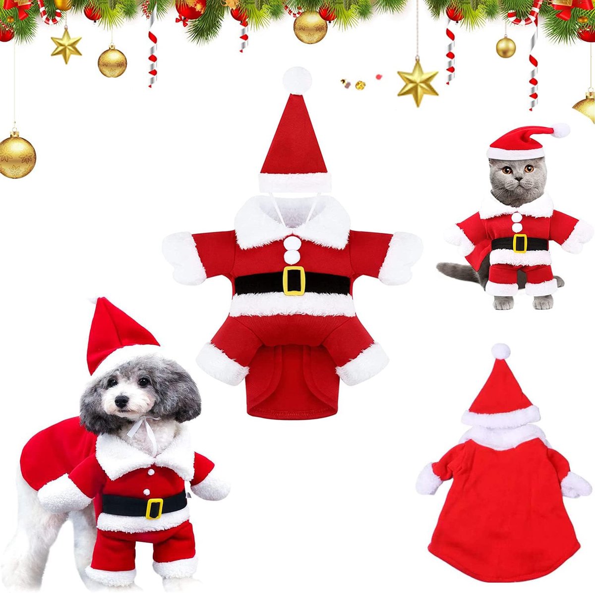 Huisdier-Kerstkostuum-Hond-Kat-Kapuze-L