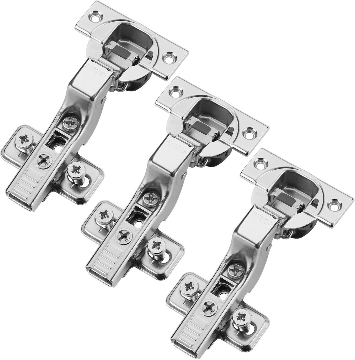 Set van 3 BLUM binnenpotscharnier 71B3750 110° met automatische sluiting incl. montageplaat 173L8100 en systeemschroeven