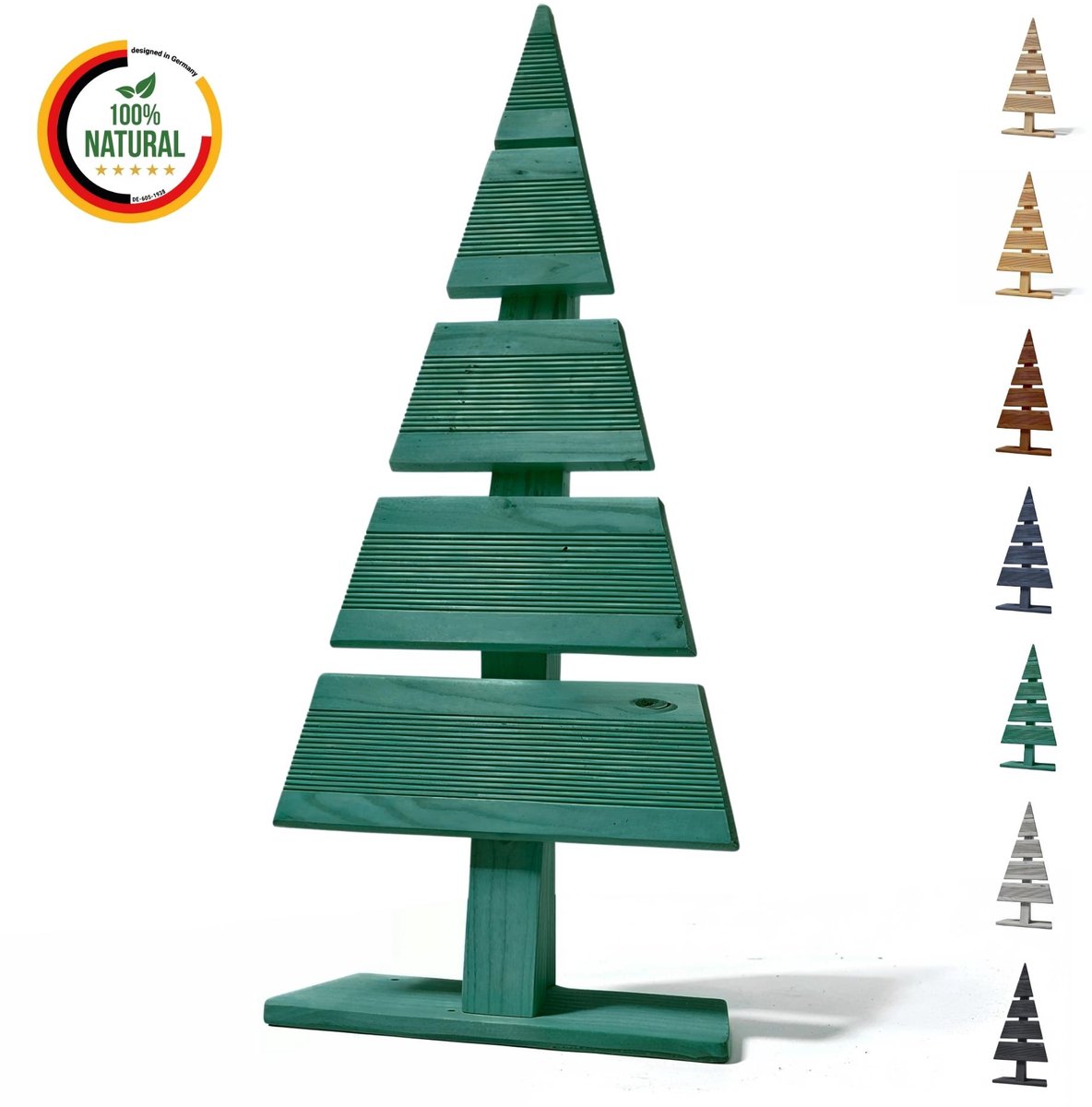 Floranica houten kerstboom natuurlijke hout den 60x27 cm kerstdecoratie houten boom van larikshout handgemaakt klein groen