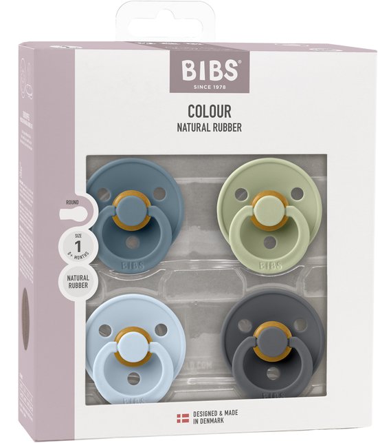 BIBS - Fopspenen - Colour - 4 Pack - Rond - Petrol/Sage/Baby Blue/Iron - Maat 1 van BIBS — afbeelding 2