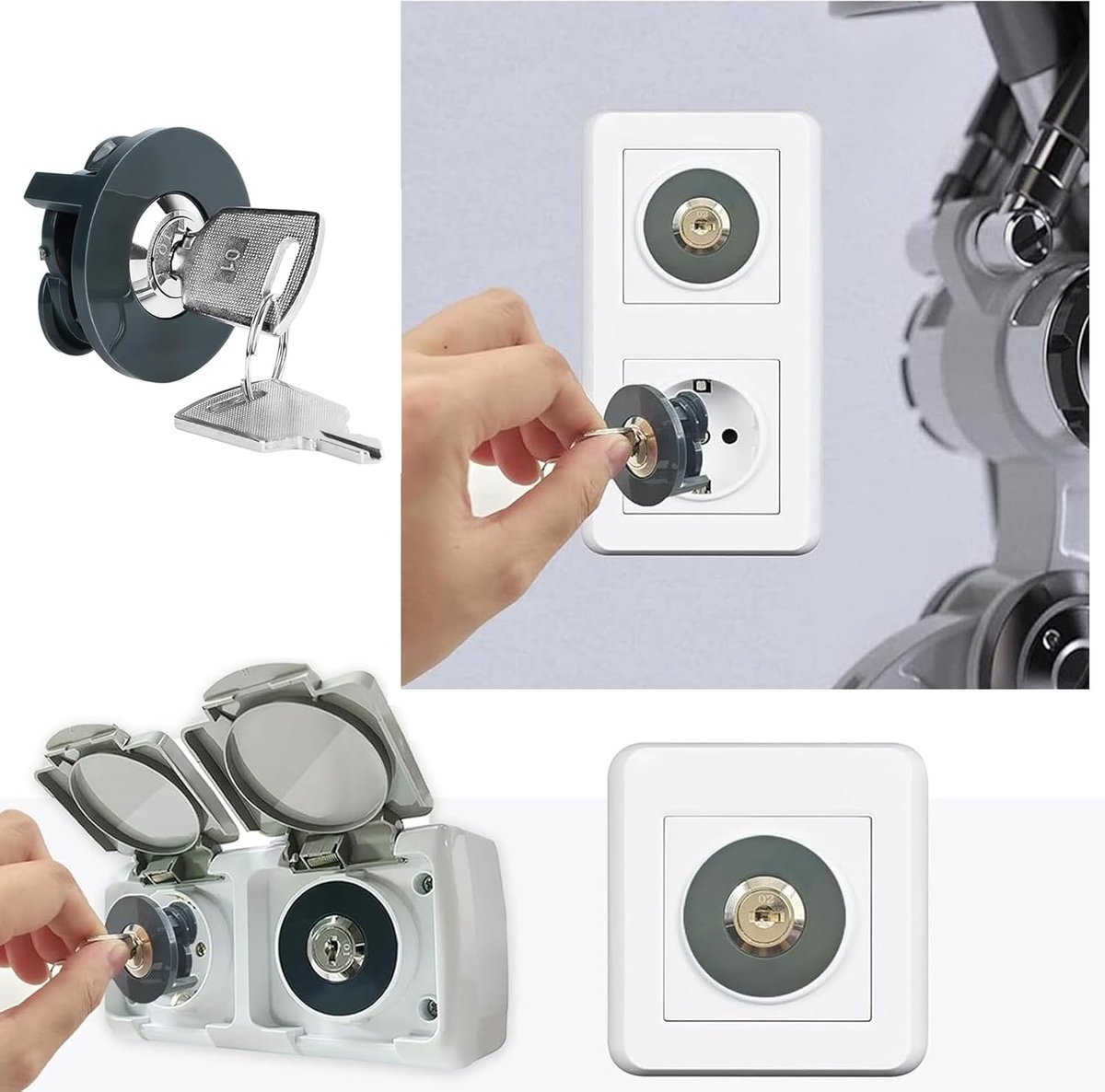 Stopcontactslot, 2 stuks afsluitbaar stopcontact