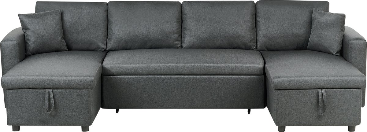 SOMMEN - Hoekslaapbank - Donkergrijs - 287 cm - Polyester