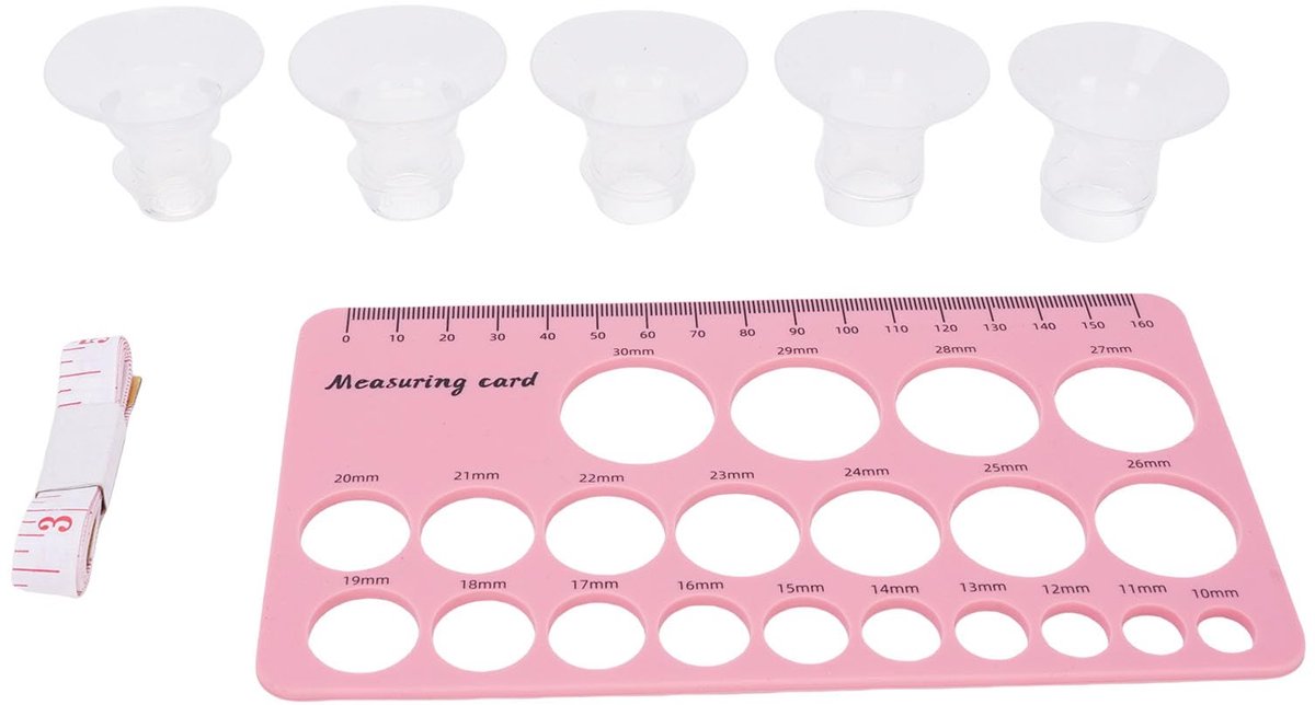 Nipple Ruler Flens Insert Kit, Soft Silicone Flens Grootte Meet Tool, Nipple Ruler Kit Set 13 15 17 19 21mm, voor Moeders, Inclusief 1,5 M Tape