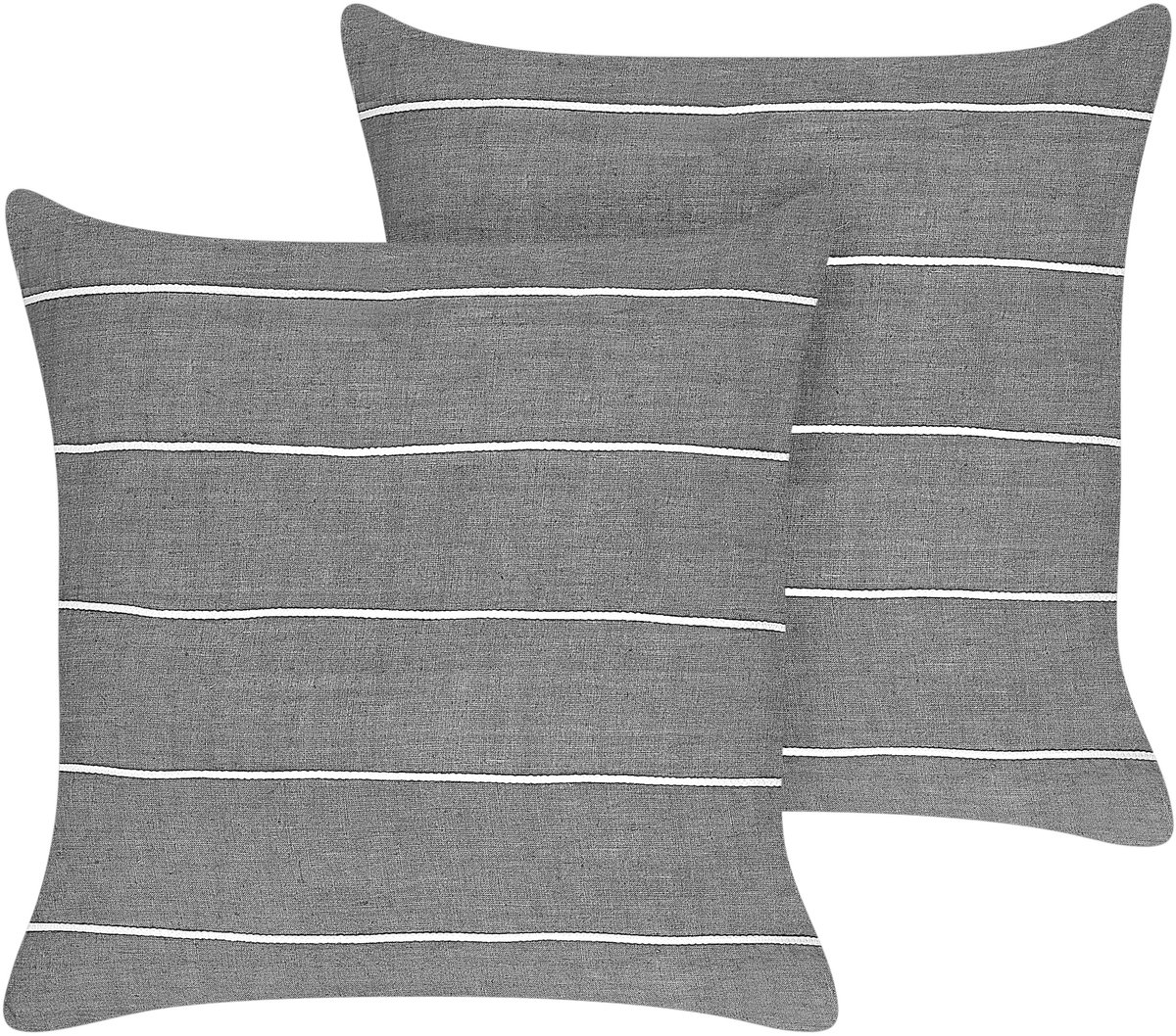 Beliani MILAS - Sierkussen set van 2 - Grijs/Wit - 50 x 50 cm - Linnen