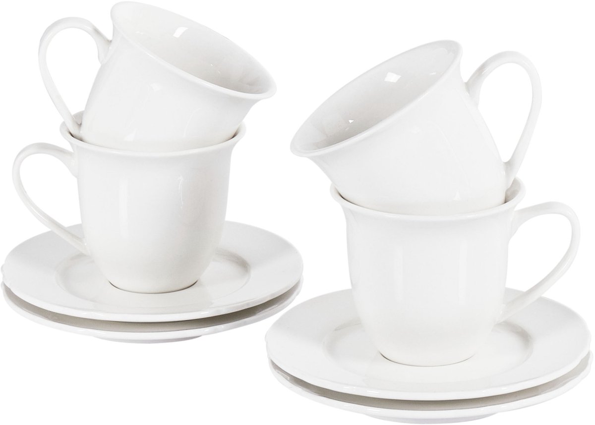 BELIANI ELDERBERRY - Kop en schotel set van 4 - Wit - Porselein