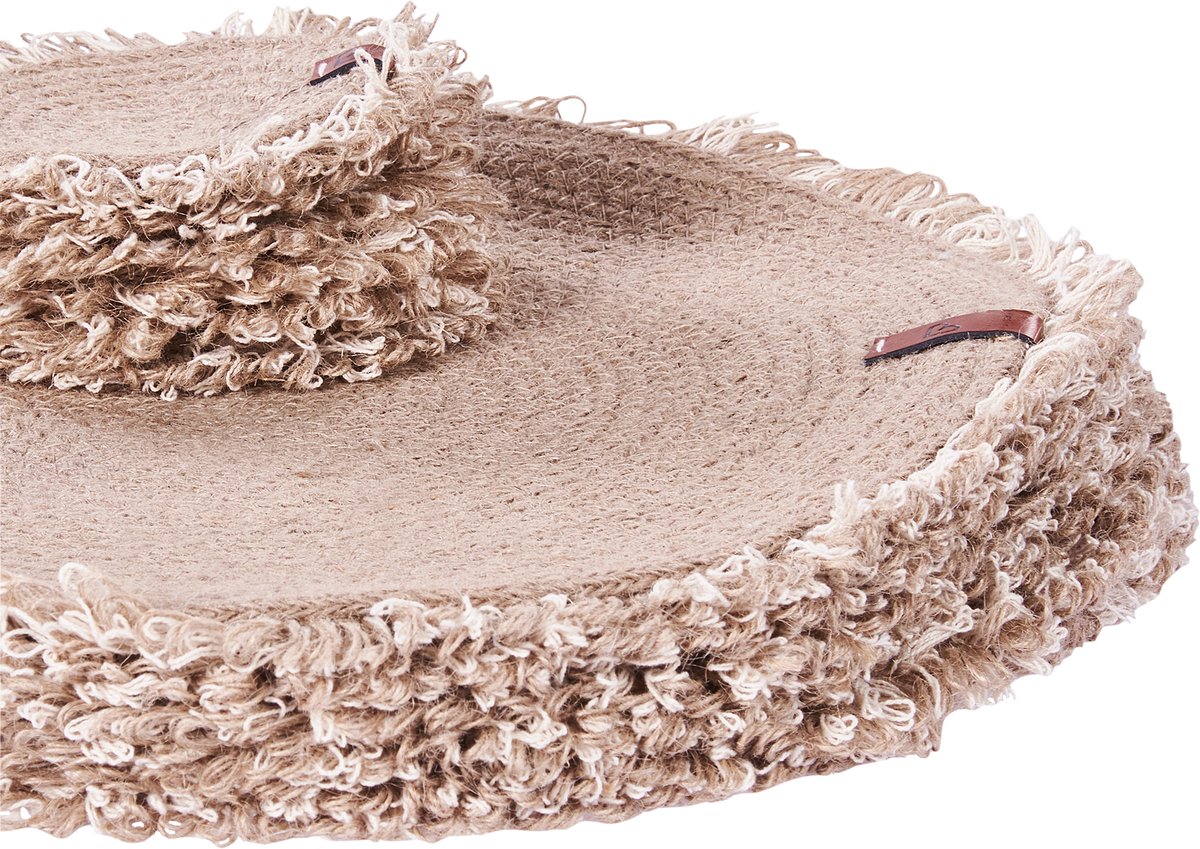 BELIANI RIBBERY - Set van 12 placemats en onderzetters - Natuurlijk - Jute