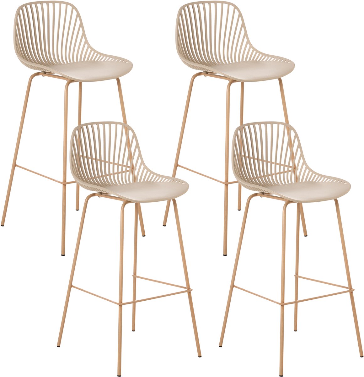 Beliani KLEVE - Set van 4 barstoelen - Beige - Synthetisch materiaal