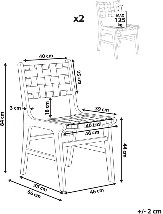 Set de 2 chaises de salle à manger HUMBLE Bois Marron Clair