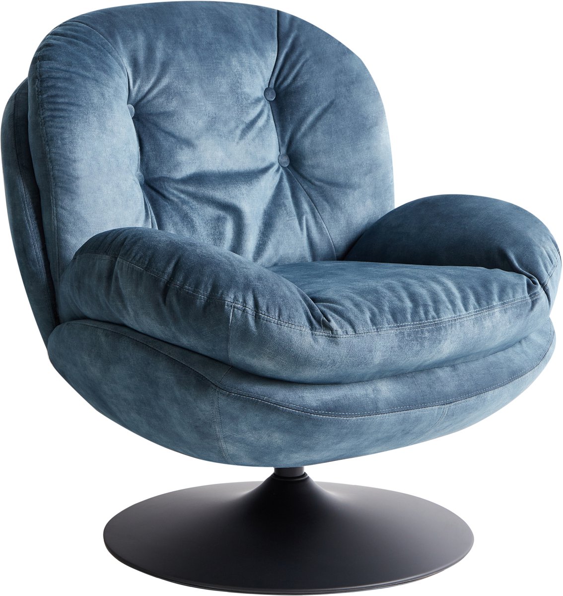NOLVIK - Fauteuil - Donkerblauw - Fluweel