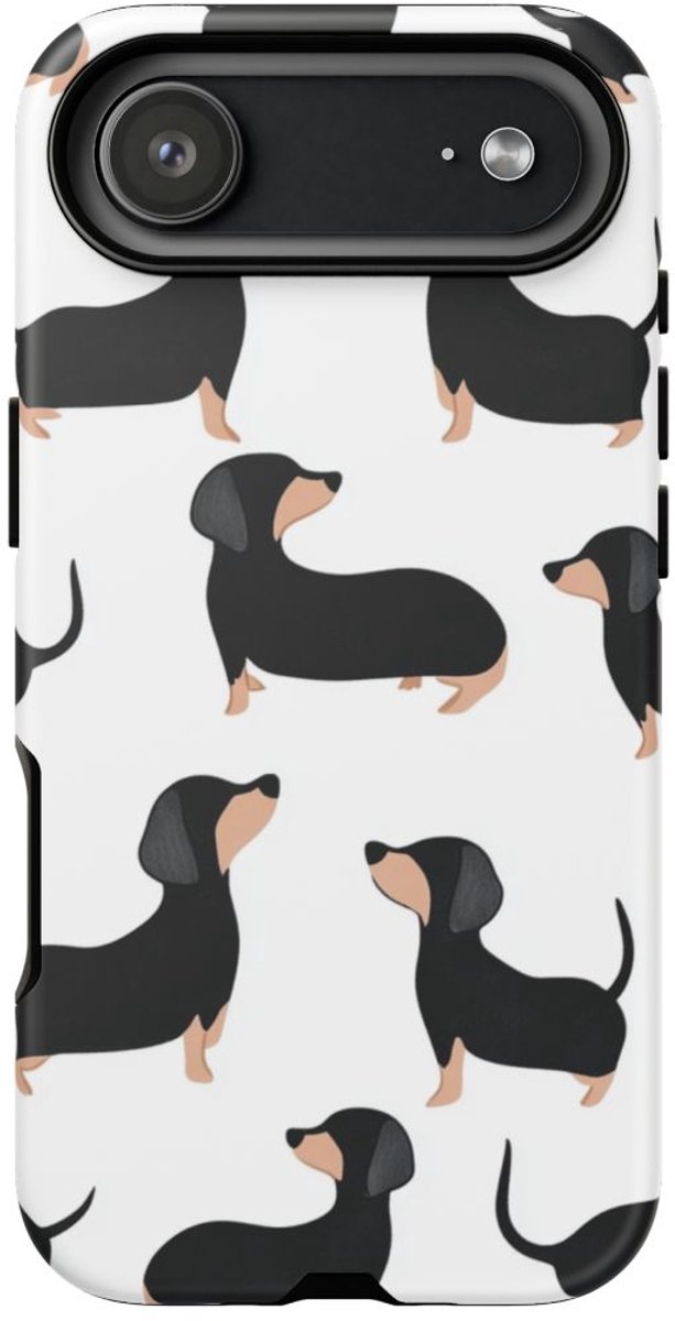 Minimalistisch Zwart-Beige Teckelpatroon – Telefoonhoesje Geschikt voor iPhone 17 Air