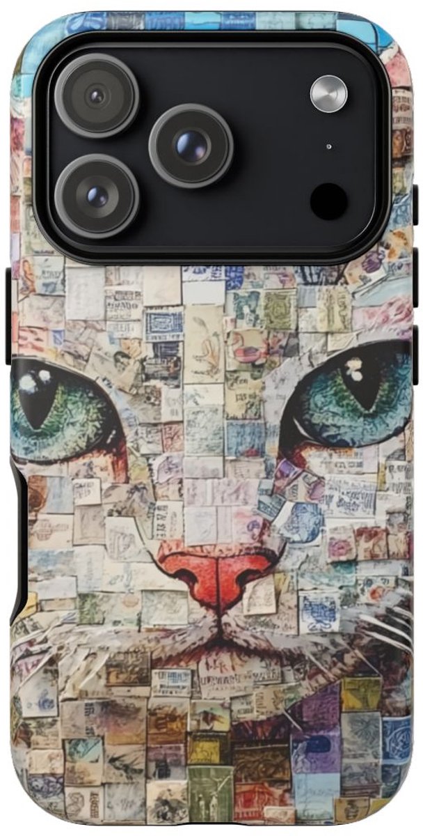 Kattenportret Collage Kunst – Telefoonhoesje Geschikt voor iPhone 17 Pro