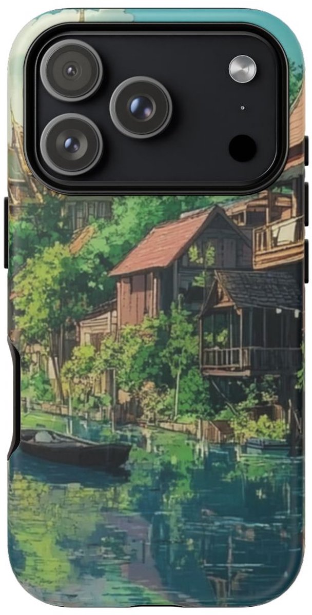 Rustiek Dorp aan de Rivieroever – Telefoonhoesje Geschikt voor iPhone 17 Pro