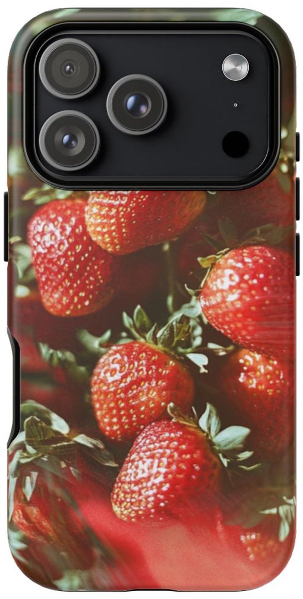 Verse Rode Aardbeien met Vageffect – Telefoonhoesje Geschikt voor iPhone 17 Pro